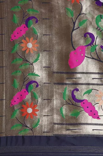 navy_blue woven design zari silk blend paithani saree