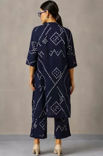 women leheriya printed regular cotton kurta with palazzos