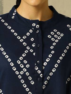 women leheriya printed regular cotton kurta with palazzos 7