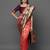 peach peach & burgundy woven design zari silk blend banarasi saree