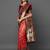 peach peach & burgundy woven design zari silk blend banarasi saree