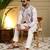 Light pink viscose silk embroidery sequence work premium designer kurta pajama