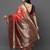 peach peach & burgundy woven design zari silk blend banarasi saree