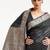 black black & gold-toned floral zari silk blend banarasi saree