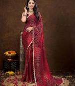 maroon women sarees
