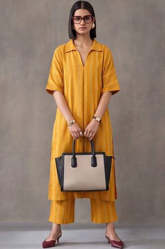 women printed regular cotton kurta with palazzos