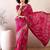 pink ready to wear bandhani printed zari muga saree