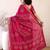 pink ready to wear bandhani printed zari muga saree