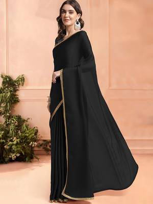 black sequinned ready to wear saree 2