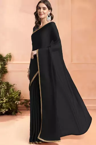 black sequinned ready to wear saree