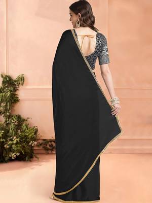 black sequinned ready to wear saree 3