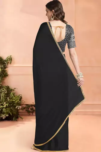 black sequinned ready to wear saree