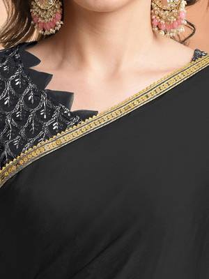 black sequinned ready to wear saree 5