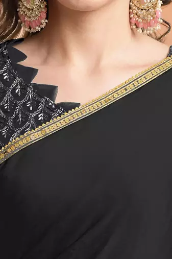 black sequinned ready to wear saree