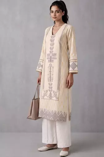 women ethnic motifs printed regular kurta with palazzos