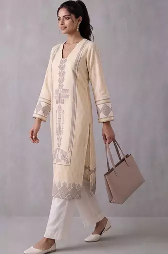 women ethnic motifs printed regular kurta with palazzos
