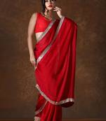 red beads and stones pure chiffon saree