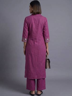 women ethnic motifs embroidered regular patchwork kurta with trousers 4