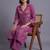 women ethnic motifs embroidered regular patchwork kurta with trousers