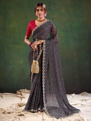 black geometric printed sequinned saree 1