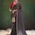 black geometric printed sequinned saree