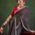 black geometric printed sequinned saree