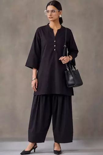 women regular cotton kurta with farshi salwar