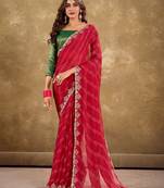 red ethnic motifs printed embroidered celebrity saree