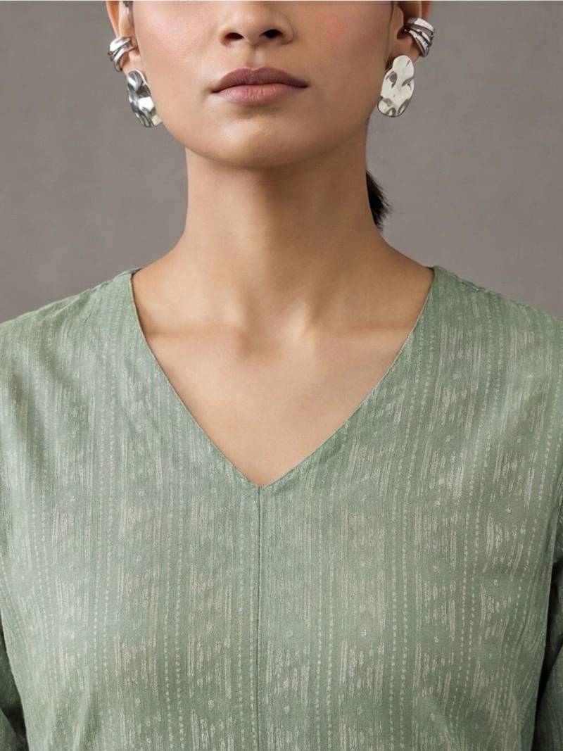 women ethnic motifs printed pleated kurta with palazzos