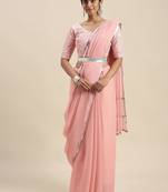 pink pink sequinned border saree
