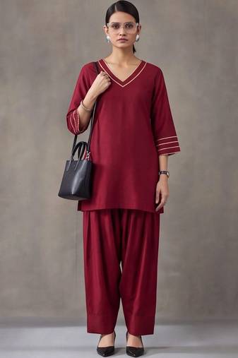 women regular gotta patti kurta with farshi salwar