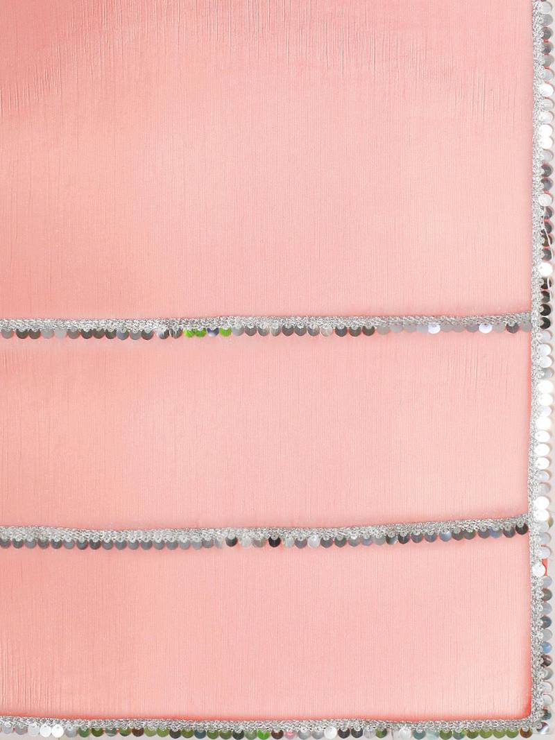 pink pink sequinned border saree