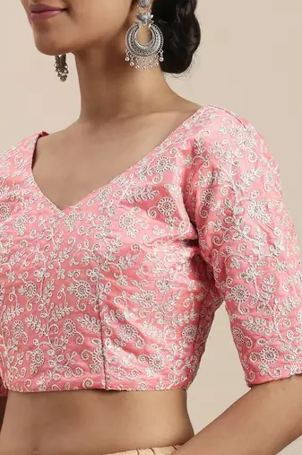 pink pink sequinned border saree