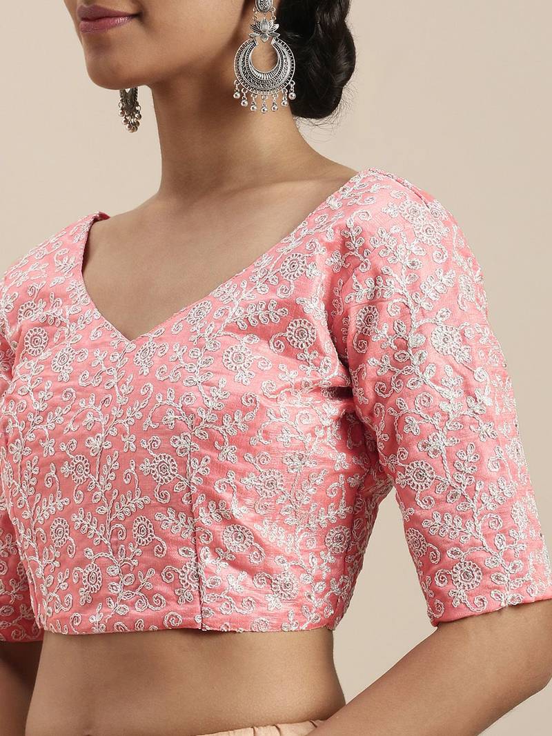 pink pink sequinned border saree