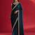 blue sequinned satin saree