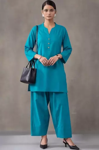 women regular cotton kurta with farshi salwar