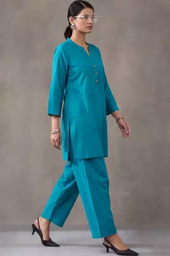 women regular cotton kurta with farshi salwar