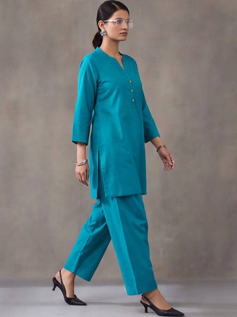women regular cotton kurta with farshi salwar