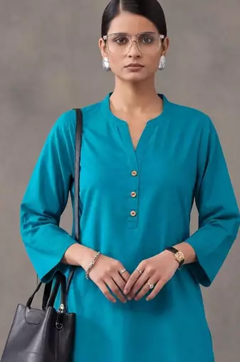 women regular cotton kurta with farshi salwar