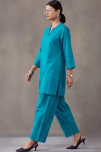 women regular cotton kurta with farshi salwar
