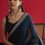 blue sequinned satin saree