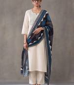 women embroidered regular thread work cotton kurta with trousers & with dupatta