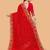 red floral embroidered net saree