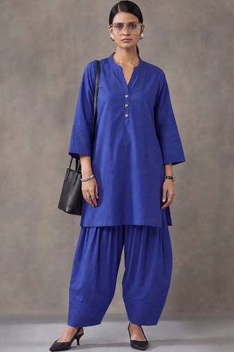 women regular cotton kurta with farshi salwar