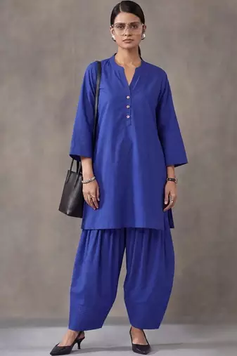 women regular cotton kurta with farshi salwar