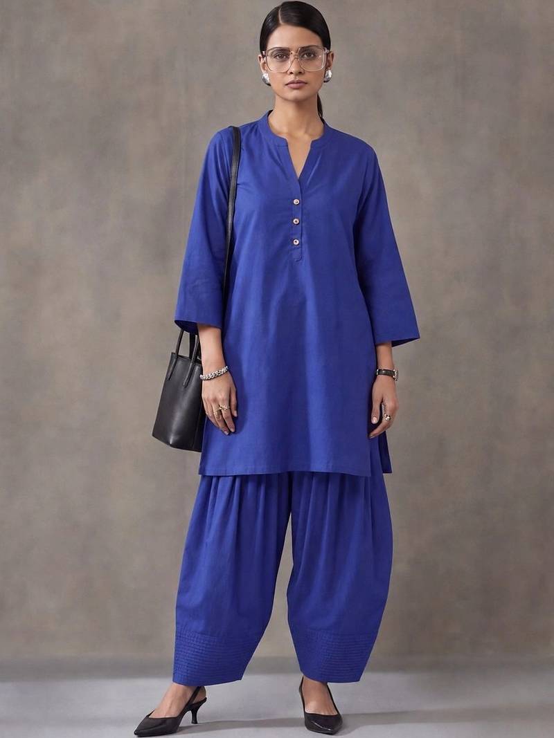 women regular cotton kurta with farshi salwar
