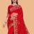 red floral embroidered net saree