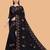black floral embroidered net saree