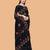 black floral embroidered net saree