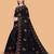 black floral embroidered net saree